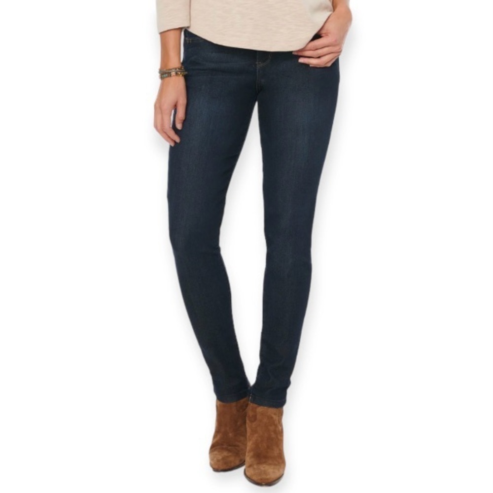Democracy 6 Skinny Jeans Dark Indigo Blue Stretch Womens Mid Rise Ab Technology